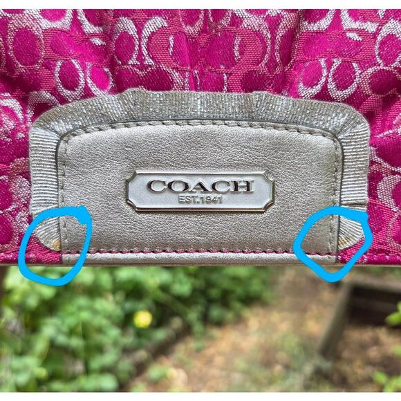 Coach Y2K Signature Optic Shimmer Raspberry Satin Luxor Eve Vintage Shoulder Bag - Picture 4 of 10